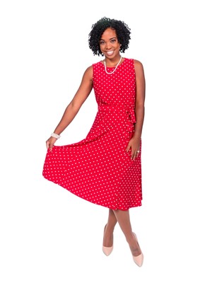 

KASPER DRESS Женское красное трикотажное платье-миди с поясом и частичной подкладкой, Красный