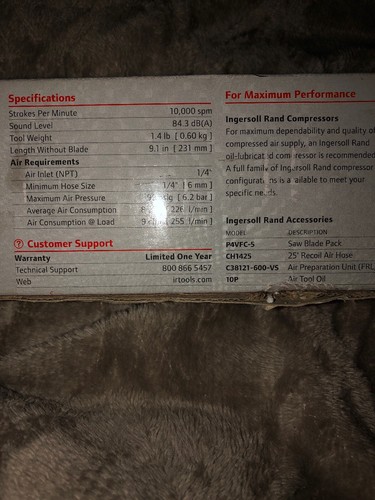 Ingersoll Rand Air reciprocating saw Model # 429G