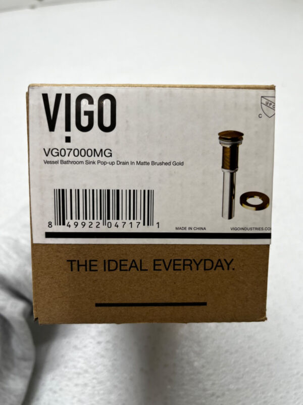 VIGO VG07000MG Vessel Bathroom Sink Pop Up Drain & Mounting Ring Matte Gold