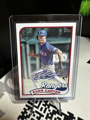 2024 Topps Series 1 Evan Carter 1989 35th Anniversary Rookie Auto. Rangers
