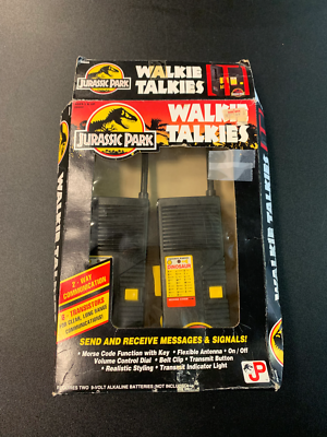 KID DIMENSIONS JURASSIC PARK WALKIE-TALKIES WITH ORIGINAL BOX WORKING
