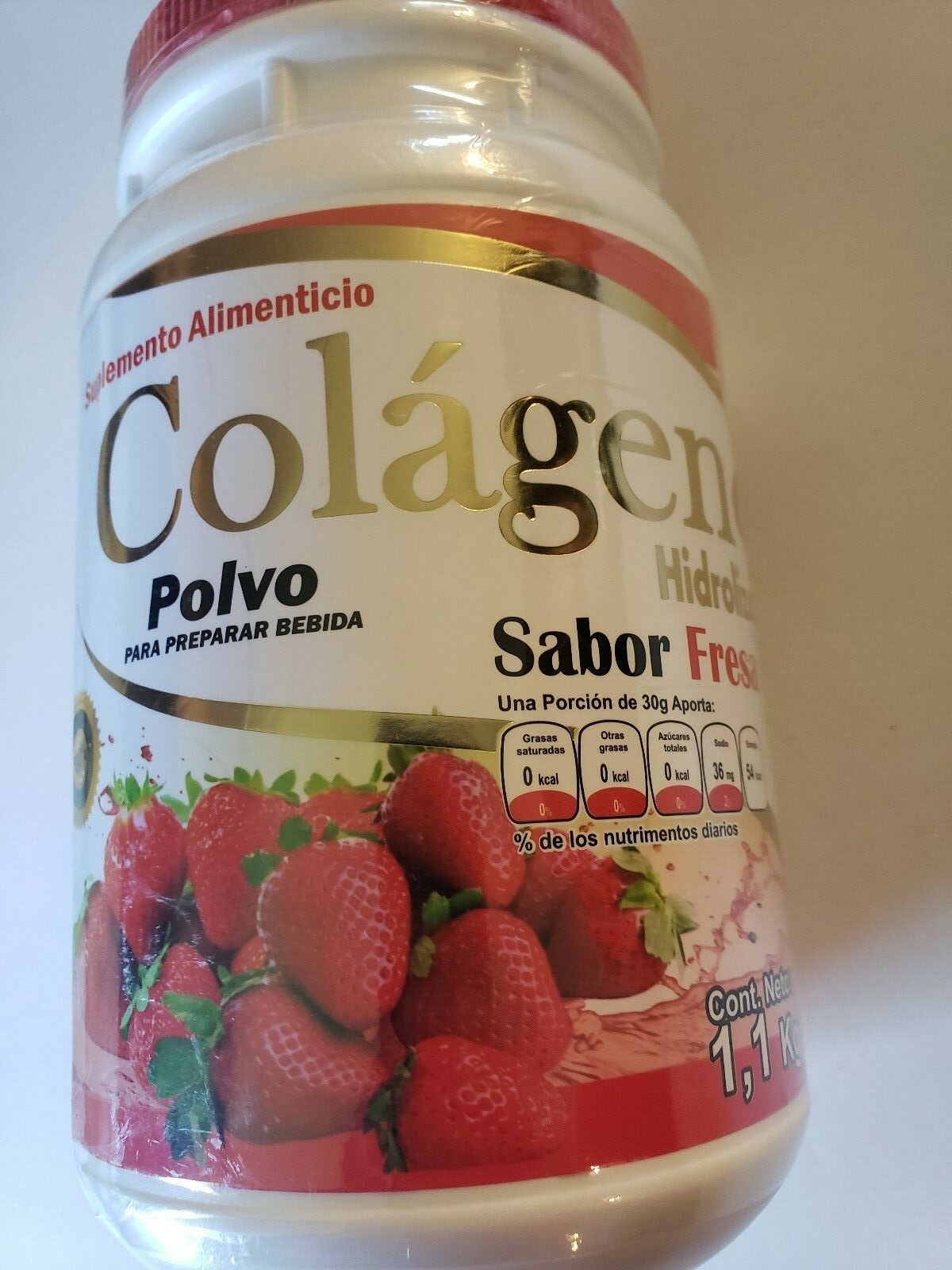 COLAGENO HIDROLIZADO SABOR FRESA (STRAWBERRY)  SUPLEMENTO ALIMENNTICIO 1,1KG  1