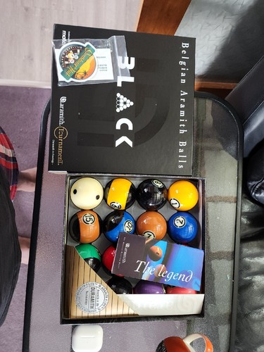 ARAMITH TOURNAMENT BLACK BELGIUM POOL BALLS 2 1/4 ARAMITH TOURNAMENT BLACK BELGIUM POOL BALLS 2 1/4