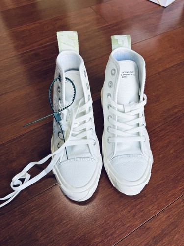 Pre-owned Off-white Final  Women High Vulcanized Logo-appliquéd Leather Sneakers Eu37 Us 7