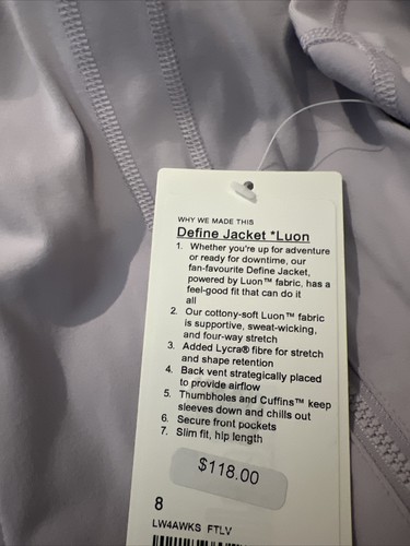 lululemon Define ジャケット Luon NWOT - Lululemon Define Jacket *Luon Heathered Black | SIZE