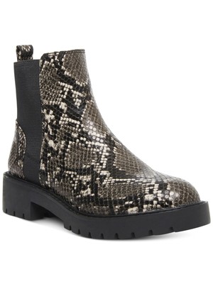 

STEVE MADDEN Женские бежевые ботильоны со змеиной кожей 1/2 дюйма на платформе и круглым носком, размер 9 м, Бежевый, GLID01S1