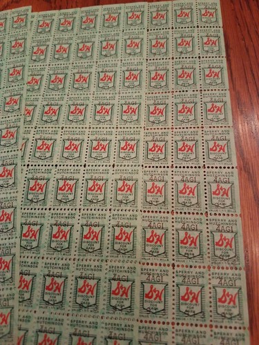 VTG 60s 70s S&H Green Stamps Full Sheet over 1000  Stamps LOT Sperry Hutchinson
