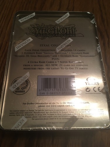 YUGIOH 2013 ZEXAL COLLECTION 16 TIN CASE BLOWOUT CARDS Read Back Of Box Details!