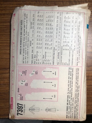 VINTAGE Simplicity Women’s Dress Sewing Pattern 7397