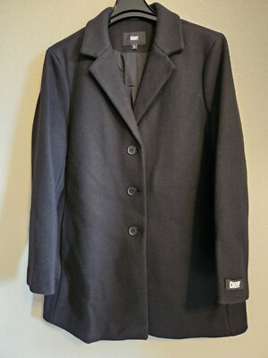 NEW - DKNY Women's Wool Blend Coat. Black Size XL