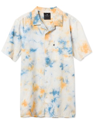 

JUNK FOOD Мужская рубашка Rafe Blue Tie Dye с коротким рукавом и воротником на пуговицах, Синий, 12MSW389