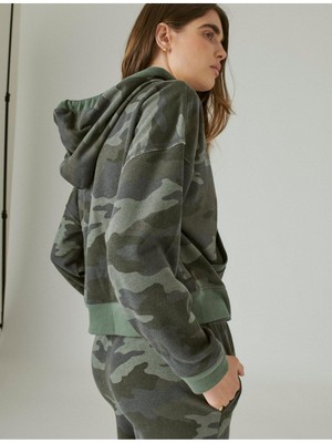 

LUCKY BRAND Женская зеленая флисовая толстовка с капюшоном в рубчик и карманами на шнурке, Зеленый
