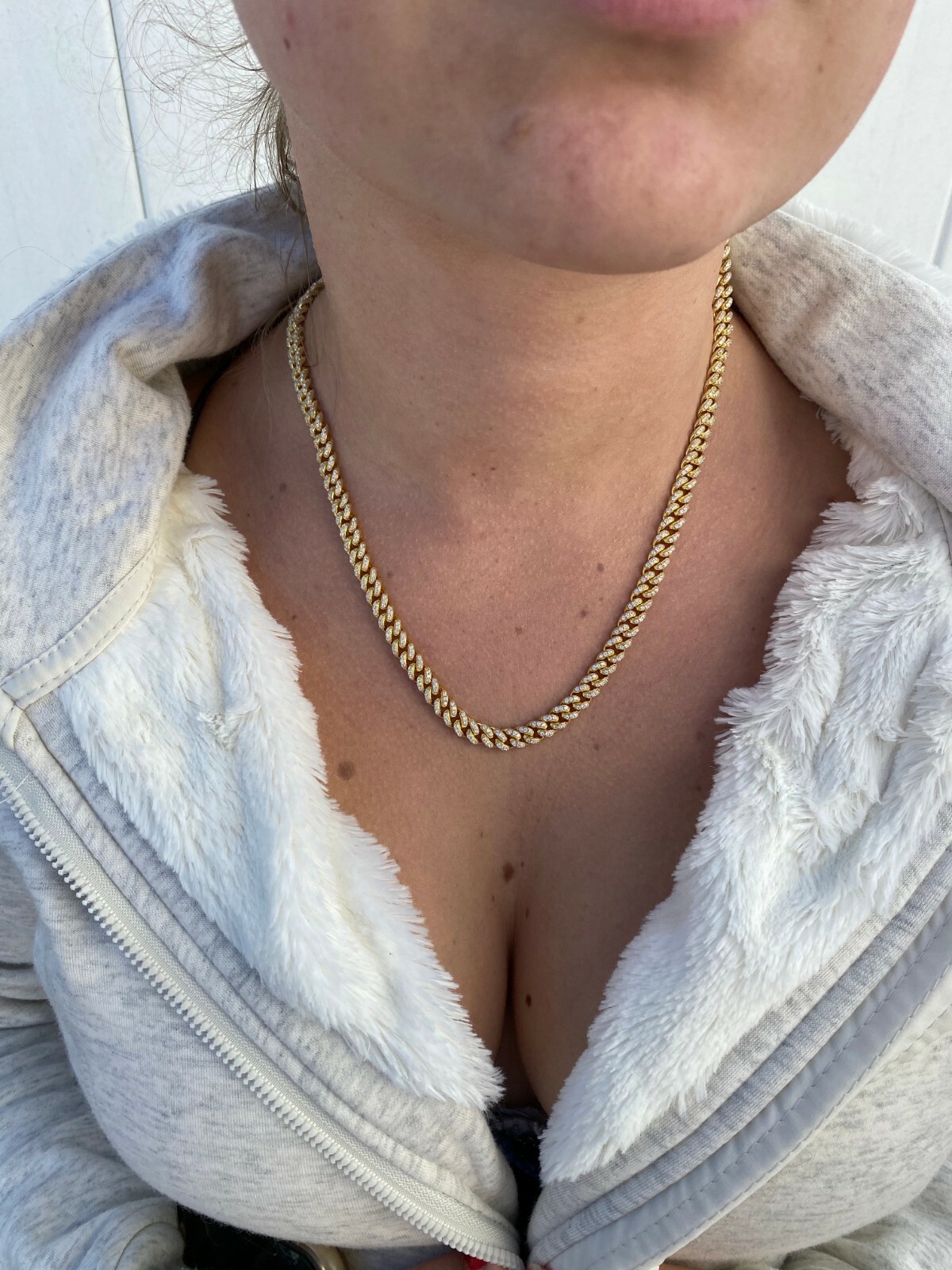 Pre-owned Silver 6mm Miami Cuban Iced 14k Gold Plated Solid 925  Chain Necklace Men Ladies