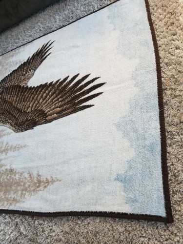 Gorgeous Vintage Made in Germany Plush Throw American Eagle Blanket 50