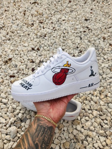 Pre-owned Nike ?  Air Force 1 Miami Heat 22 Custom / Girls Gs Women Men Af1 All Size ? In Black