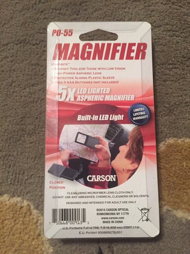 5X Pocket Loupe Aspheric Mini Magnifier LED Light Magnifying Lens Reading Glass