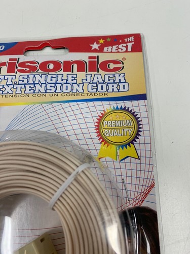 Trisonic TS-750 Single Jack Phone Extension Cord 50 Foot Ivory NEW in PAckage