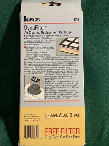 Kaz Dynafilter Model #K14-3P Air Cleaning Replacement Cartridge