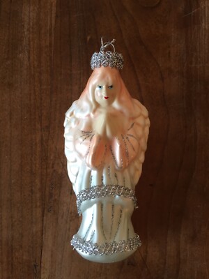 Angel Cherub Christmas Ornament Wings 6  Glass Holiday Hanging Decor Gift