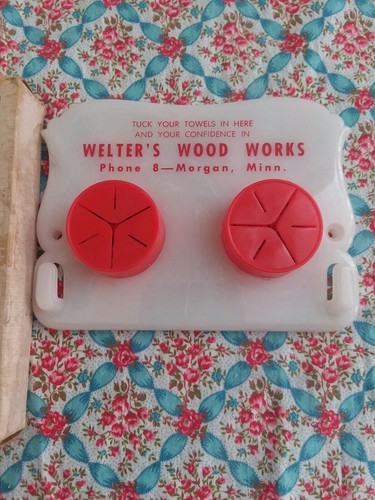 Vintage Advertising Welter's Wood Works Towel Tucker Morgan MN 1950's