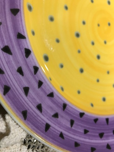 (4) Mikasa Forte Collection “Bistro Forte” 9 1/4Salad Plates Purple/Yellow L5745