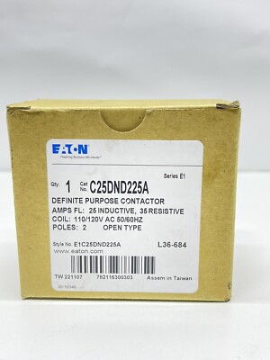 Eaton C25DND225A Definite Purpose Contactor 110/120V Coil 25A 1P
