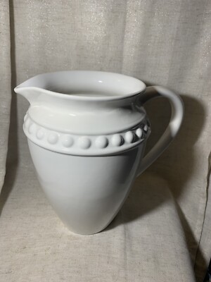 Large White Ceramic Pitcher For Serving Or Vase For Floral Arrangements 
