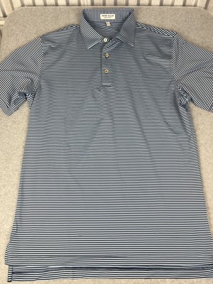 BACARDI RUM / PETER MILLAR Striped M Medium Golf Polo Shirt Summer Comfort
