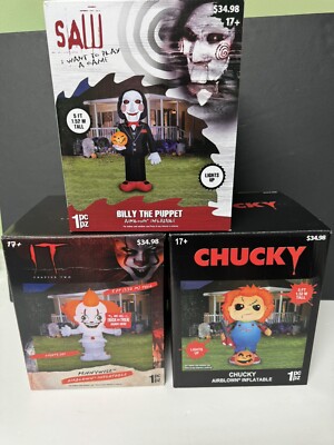 3/ 5ft inflatables for Halloween includes Billy the Puppet, Chucky, Pennywise 