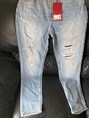 Redbat, men's ripped light blue straight jeans, 28'' waist, 28'' leg