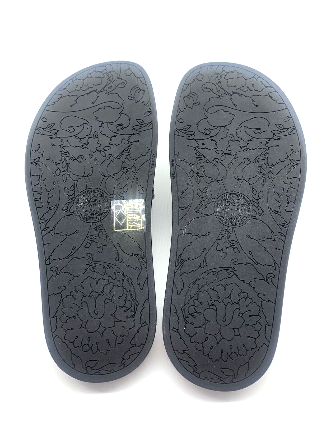 Pre-owned Versace Auth  Medusa Rubber Pool Slides Sandals Size 8 Us In Black