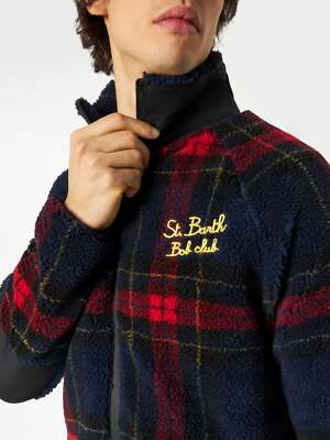 Pre-owned Mc2 Saint Barth Sherpa Jacket With St. Barth Bob Club Embroidery In Blue