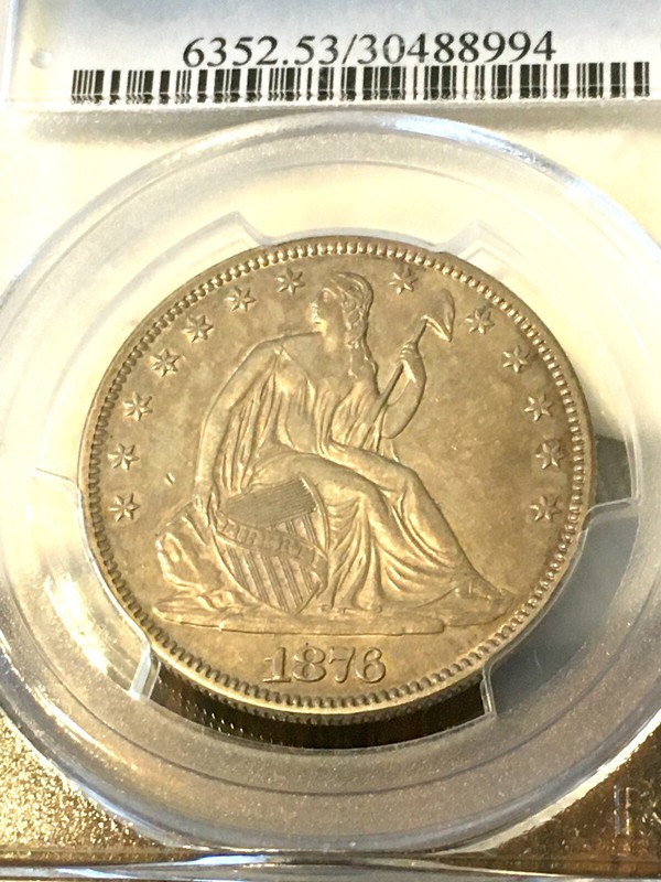1876 PCGS  AU 53  Liberty Seated Half Dollar