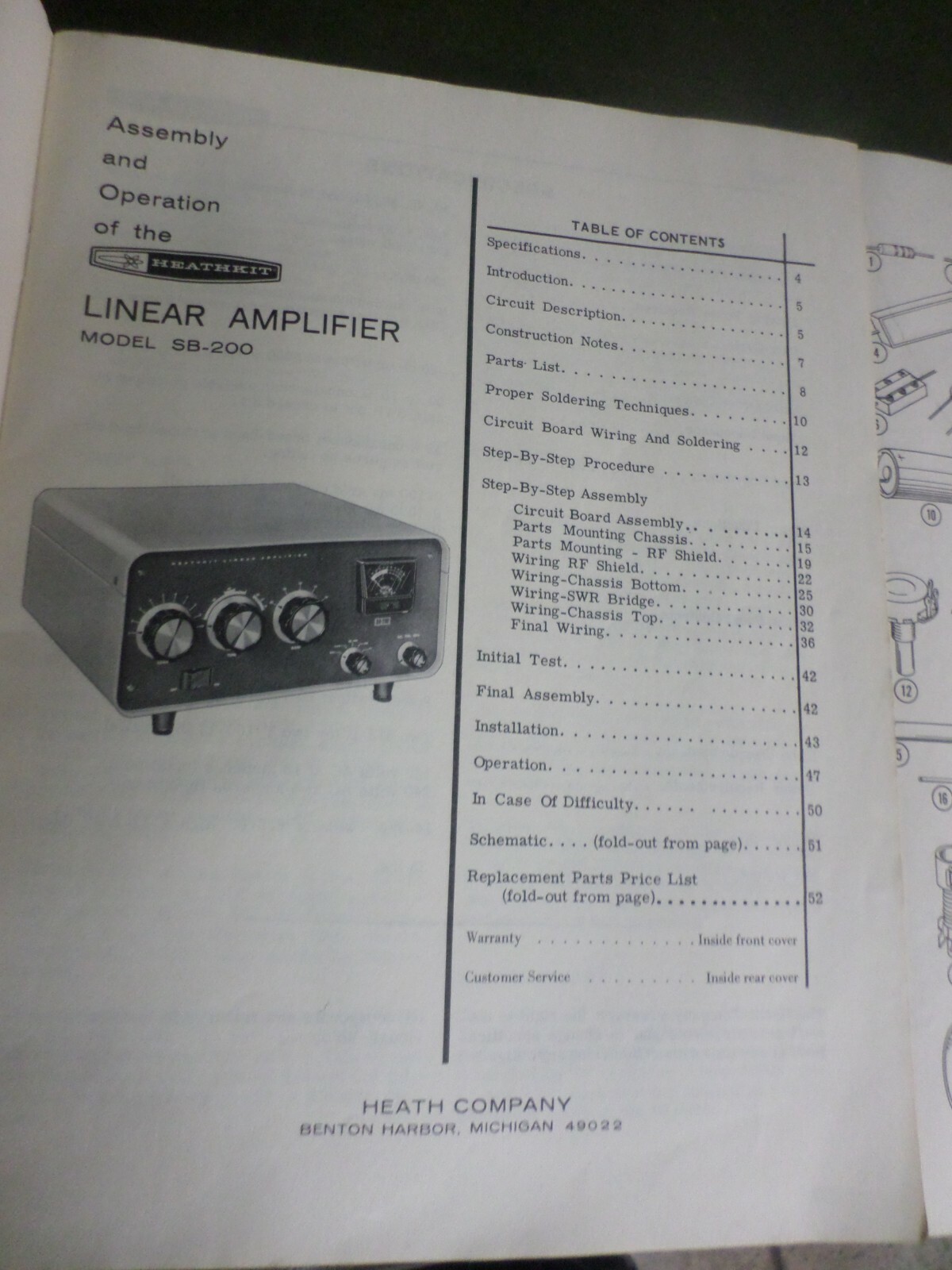 Vintage Heathkit Original Manual for SB-200 HF Linear Amplifier RARE
