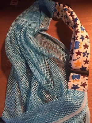 *the PEANUT SHELL* - fashionably functional baby slings -Blue Mesh -adjustable