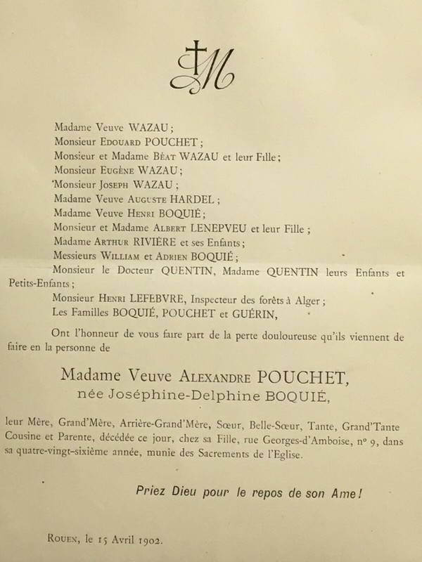 Pouchet Boquie Wazau Faire Part Hardel Lenepveu Quentin Lefebvre Bosquie 1902