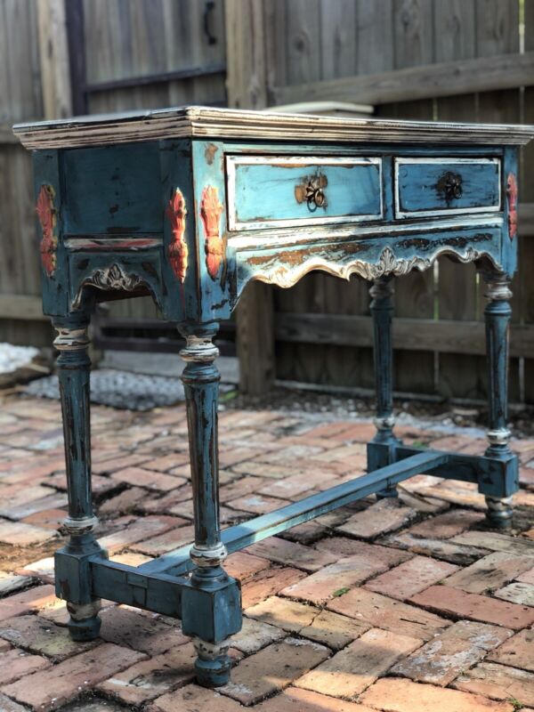 antique wood console table