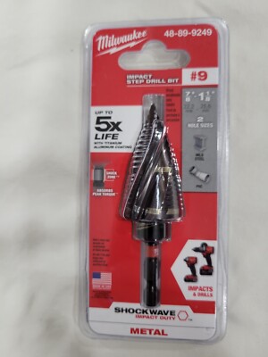 Milwaukee SHOCKWAVE 5X Impact Duty Step Drill Bit #9 48-89-9249 7/8''-1 1/8''   