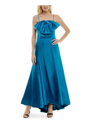 Женское вечернее платье TAYLOR Womens с бирюзовым принтом и преувеличенным бантом Hi-lo Hem на тонких бретельках 6