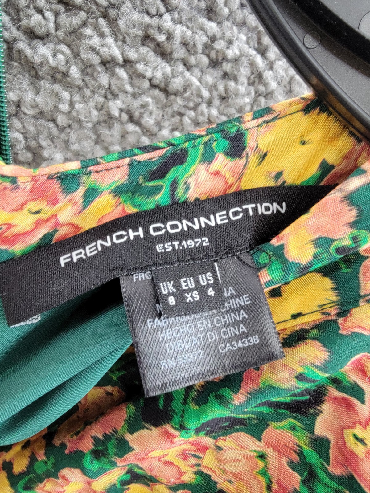 French Connection Aleezia Flavia Floral A-Line Dress Women's 4 Forest Green L/S - Picture 9 of 19