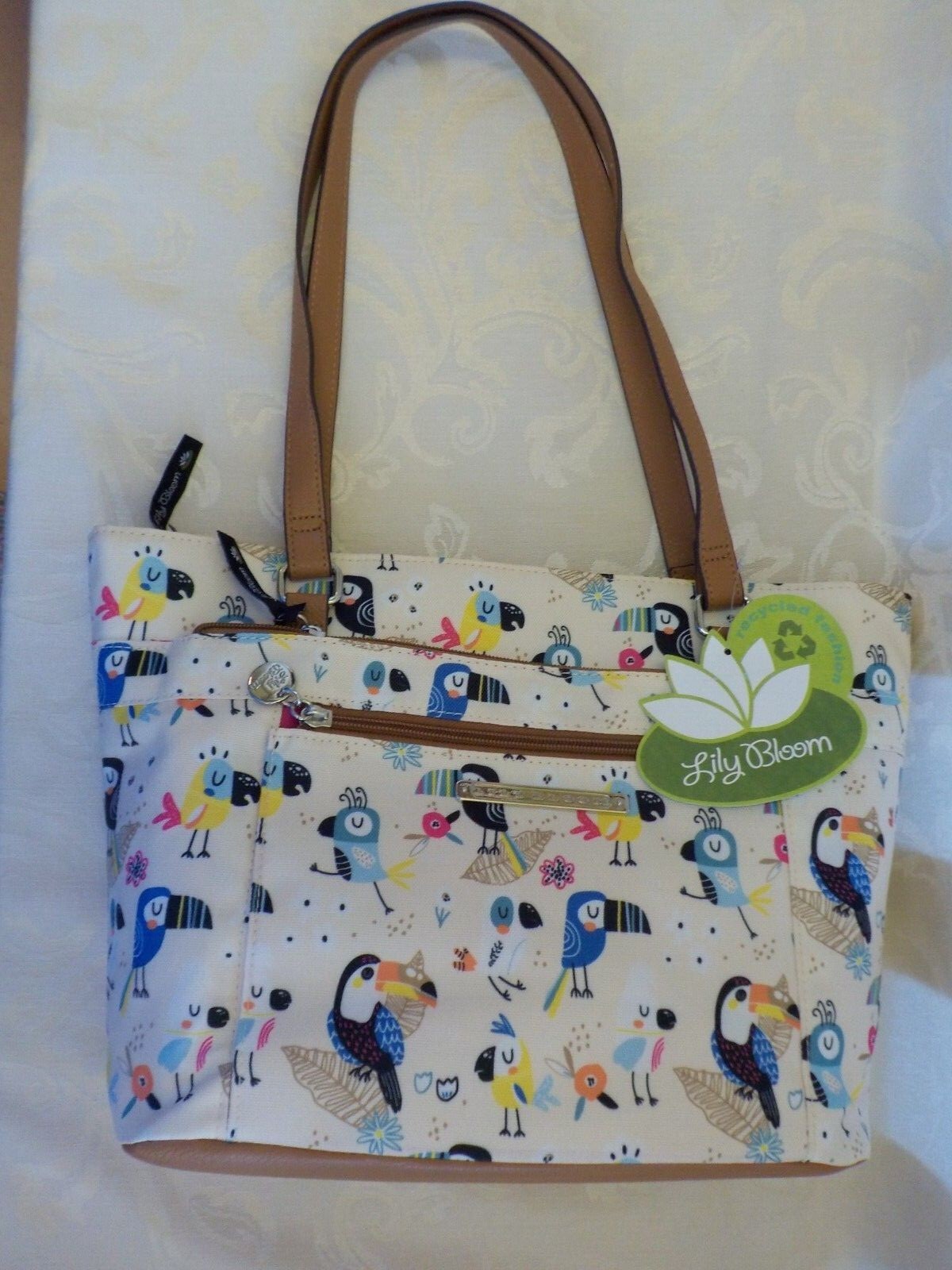 Lily Bloom Handtasche neu mit Etikett Papagei Gesprachsmuster 9 75 Zoll hoch dop