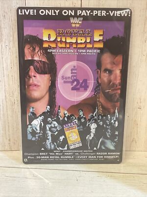 Royal Rumble 94 Bret Hart Razor Ramon Poster Tin Sign Yokozuna