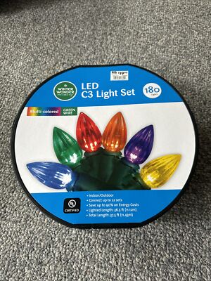 Multi-colored LED C3 Light Set 180 Count String Lights  Indoor Outdoor