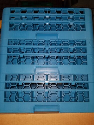 Carlisle RG36-214 Blue Opticlean 36 Compartment Glass Rack with 2 Extenders 3 pk