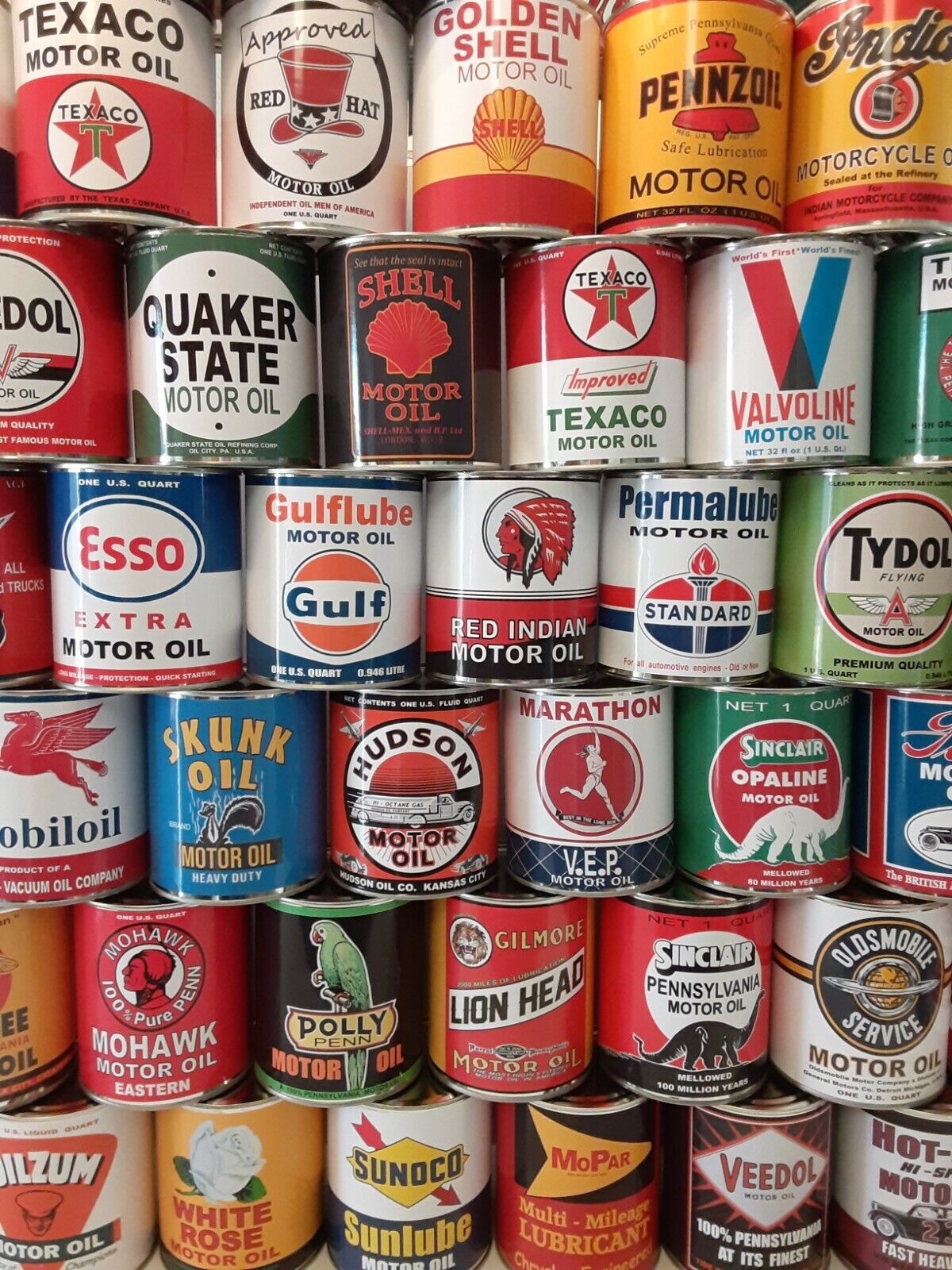 ::Old Motor Oil Cans 1 qt.  10 can Special Offer Mix or Match any 10 listed !