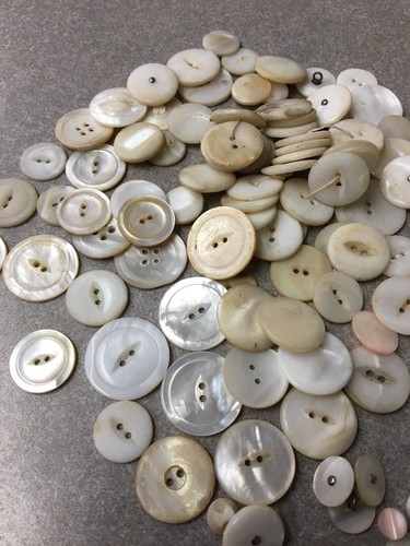 Vintage Mother of Pearl Buttons Lot Collection Shy1.5 lbs Carved Small Medium
