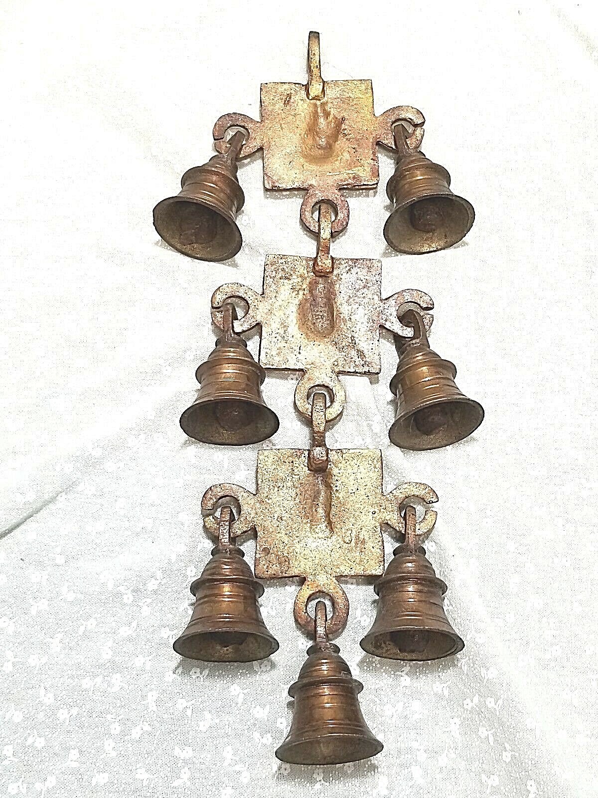 Vintage India Brass Gate Bell Featuring Ganesha 7 bells Total E5