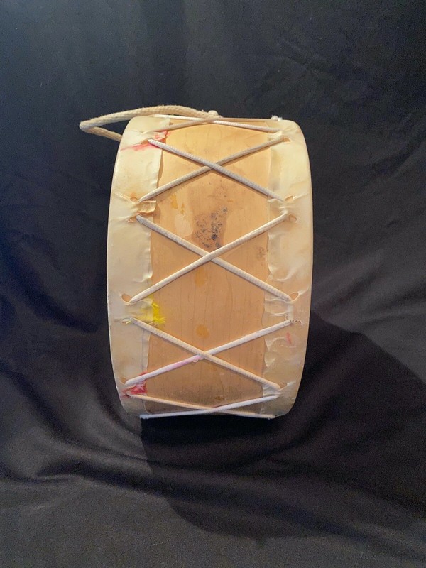Vintage Childs Toy Faux Wood & Hide Painted Native American Indian