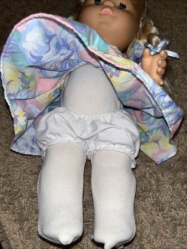 Vintage Mattel Magic Nursery 14&rdquo; Toddler Baby Doll Original Outfit Blonde Blue
