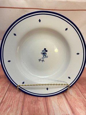 Mickey Mouse Rim Soup Bowl 9'' White Blue Walt Disney Yummy discontinued China